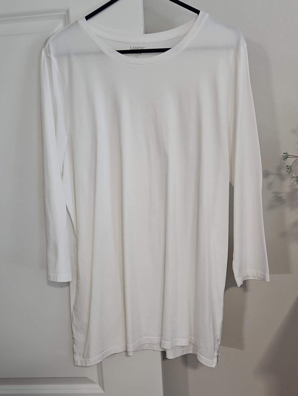 Lands End White 3/4 Sleeve Tunic Top